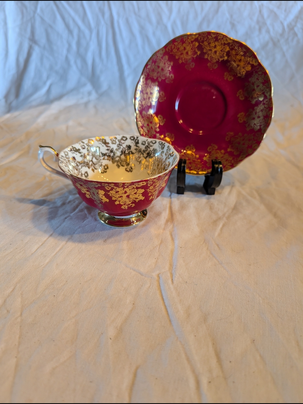 2/60$ Royal Albert Red and Gold Teacup with Saucer